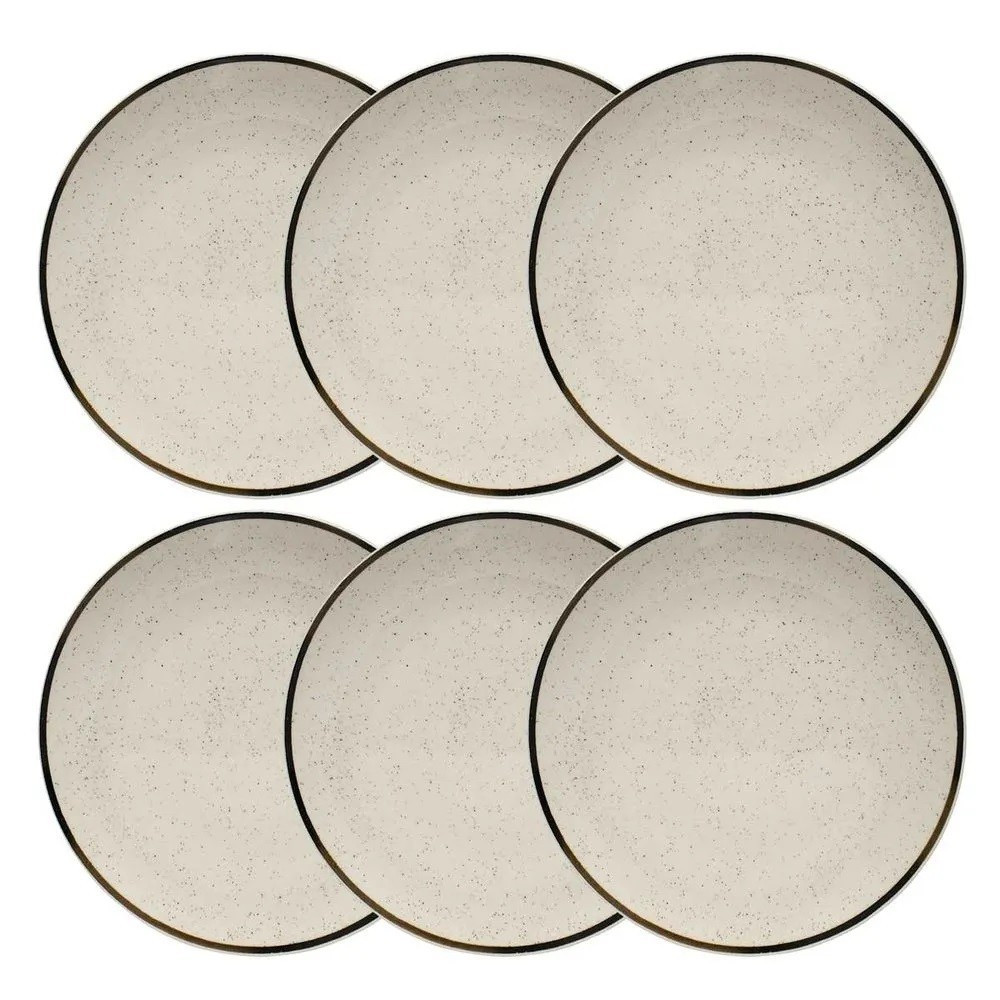 Prato Raso Unni Brisa Areia 6 Unidades 26cm Oxford Porcelanas Jogo de Pratos Jantar - Home & Living