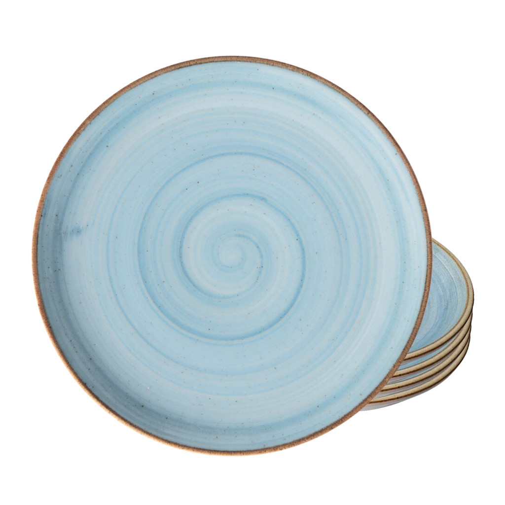 Jogo De Pratos Sobremesa Cerâmica 21cm Kit 4pcs Decorada Rustico Caoba Corona - Home & Living