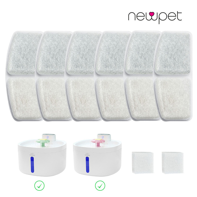Filtros de substituição para dispensador de fonte de água de aço inoxidável newpet com sistema de filtragem de 6 camadas, 6 pacotes