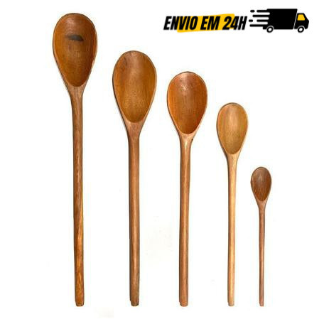 Colher De Pau Madeira 46cm 38cm 30cm 26cm Colheres Cozinha Bolos Doces Para P/ Panela antiaderente