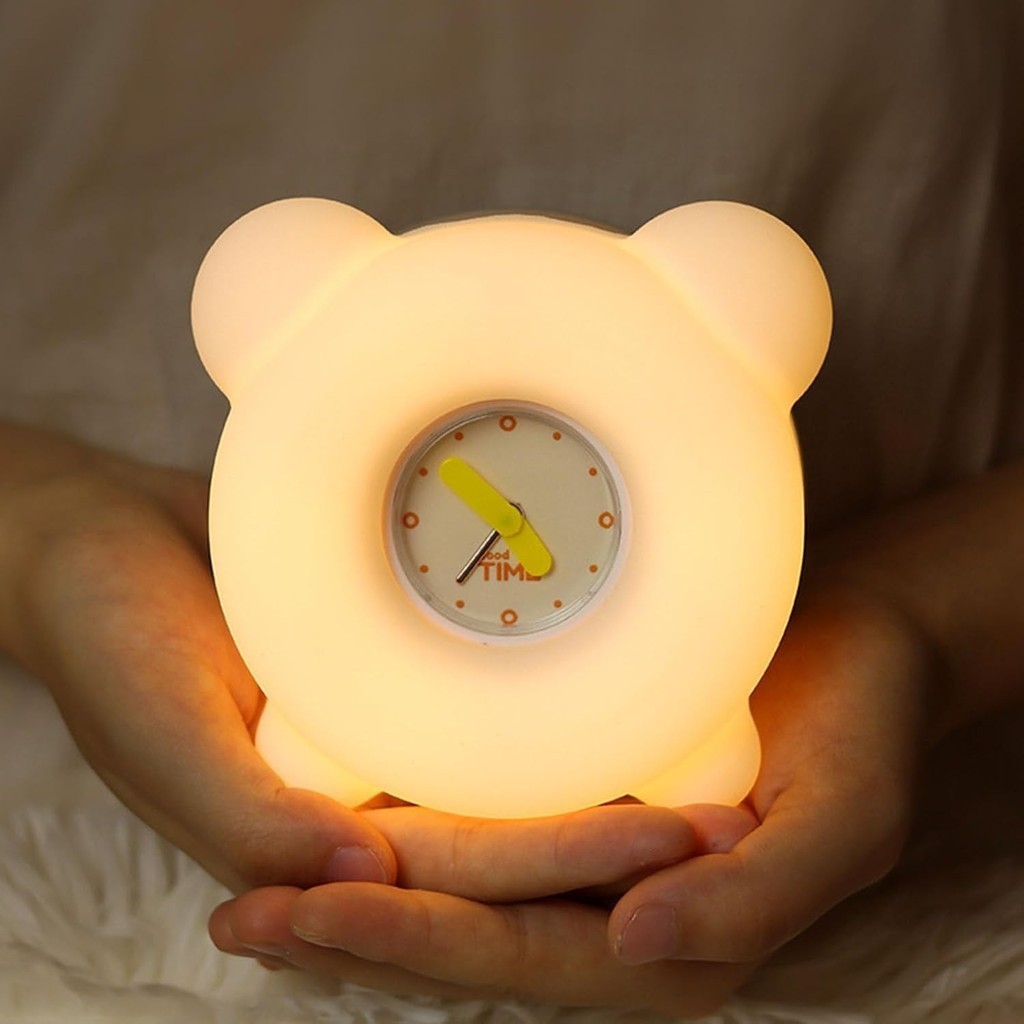 Mini Luminária Abajur Acende Com Toque Relógio Despertador