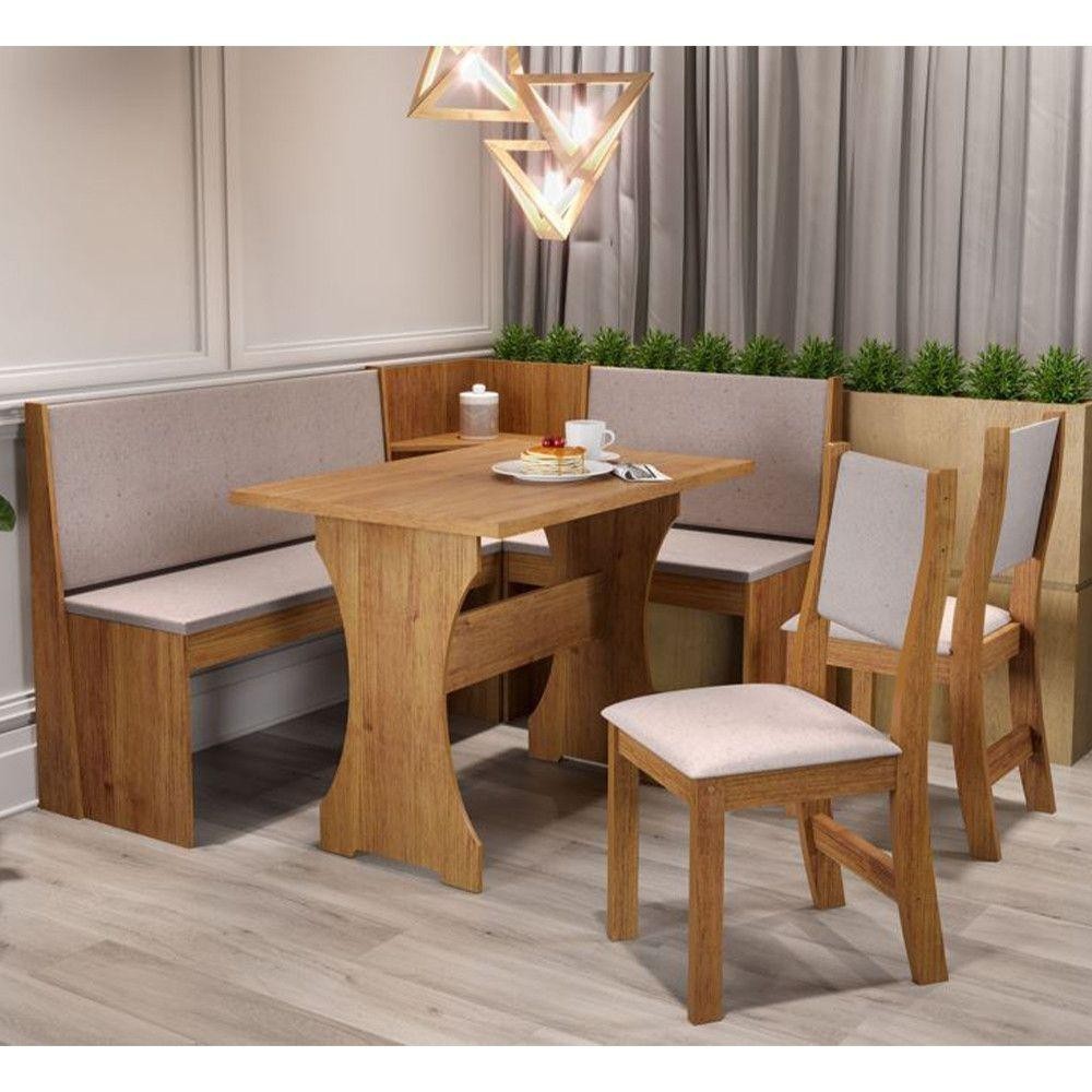 Canto Alemao Vieiro 2 Cadeiras Mel/linho Amendoa em Oferta na Shopee