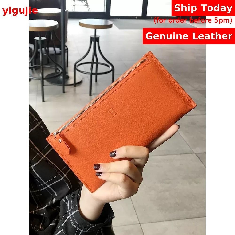 Carteira de couro feminina carteira longa Ultra-fina venda quente carteira de embreagem nicho Design requintado em Oferta na Shopee