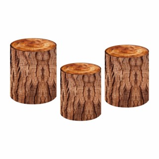 Trio Capas de Cilindro Tronco Madeira com Elástico Decoração em Oferta na Shopee