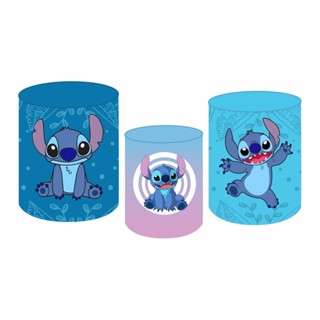 Trio Capas de Cilindro Stitch Azul Com Elástico Decoração em Oferta na Shopee