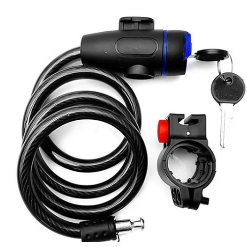 Trava Cabo De Aço Cadeado Segurança Bike Moto Com Chave Espiral Anti-Roubo Com suporte GA-98 -BUSCABUSCABR