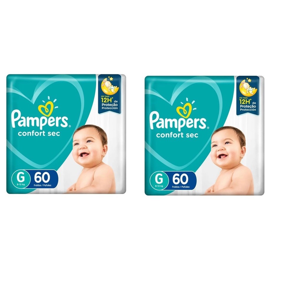 Kit 2 Fraldas Pampers Confort Sec Tam G 60 FortBag Procter