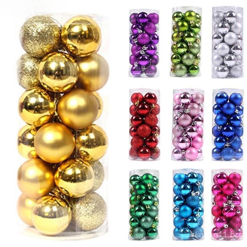 24 Pcs/lot Bolas De Natal Coloridas Com Glitter Para A Decoração De Árvore De Natal/Decoração De Natal