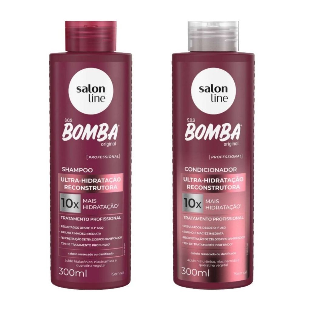 Shampoo + condicionador salon line sos bomba ultra hidratação reconstrutora 300ml