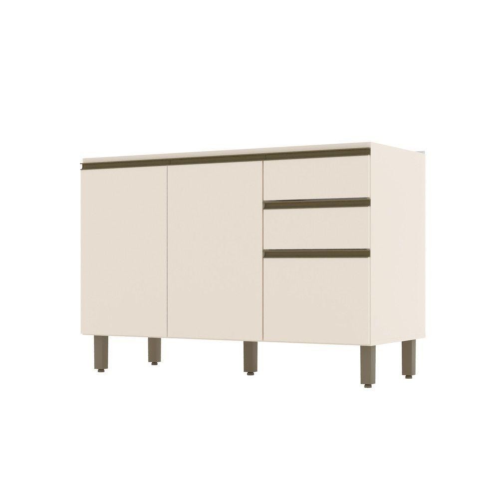 Balcão De Cozinha Pia 120 Cm 3 Portas 2 Gavetas Connect Henn Off White em Oferta na Shopee