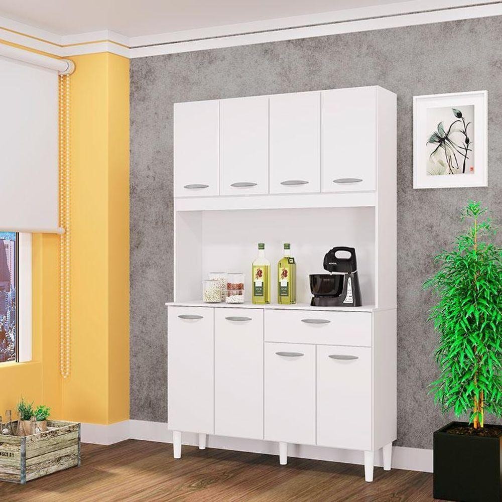 Cozinha Ambiente Kit Cassia 8 Portas Branco - Poquema - Home & Living