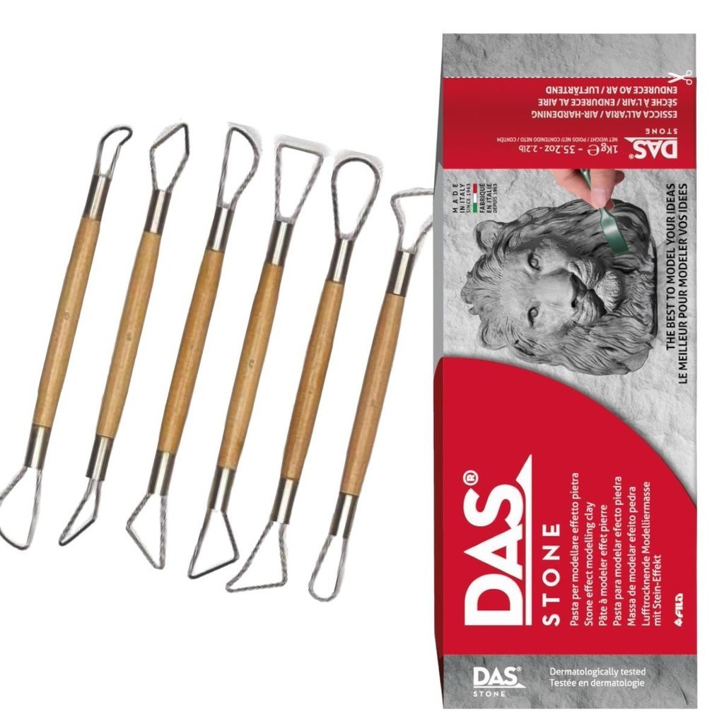 Das massa Ceramica Fria 1k STONE CINZA Kit Estecas modelagem