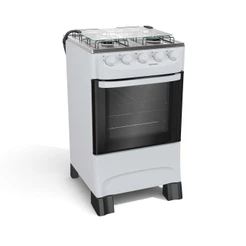 Fogão Mueller 4 Bocas Mesa de Inox e Tampa em Vidro Branco - MFI4BA
