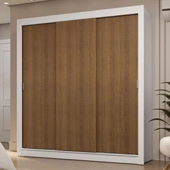 Guarda-Roupa Casal 3 Portas de Correr Branco/Rustic Sublime Madesa