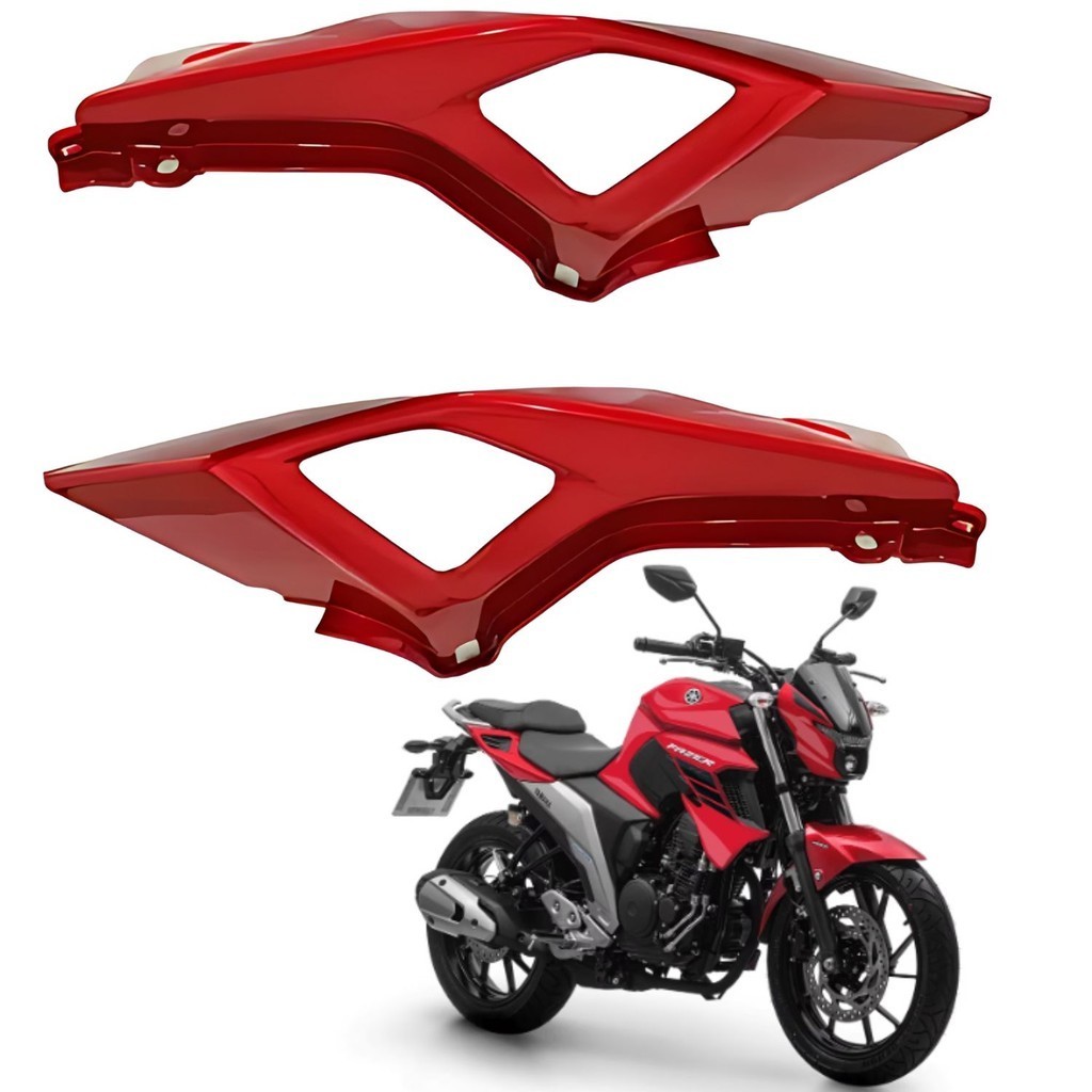 KIT PAR CARENAGEM RABETA TRASEIRA FAZER 250 FZ25 VERMELHO 2020 2021 2022 2023 PARAMOTOS YAMAHA