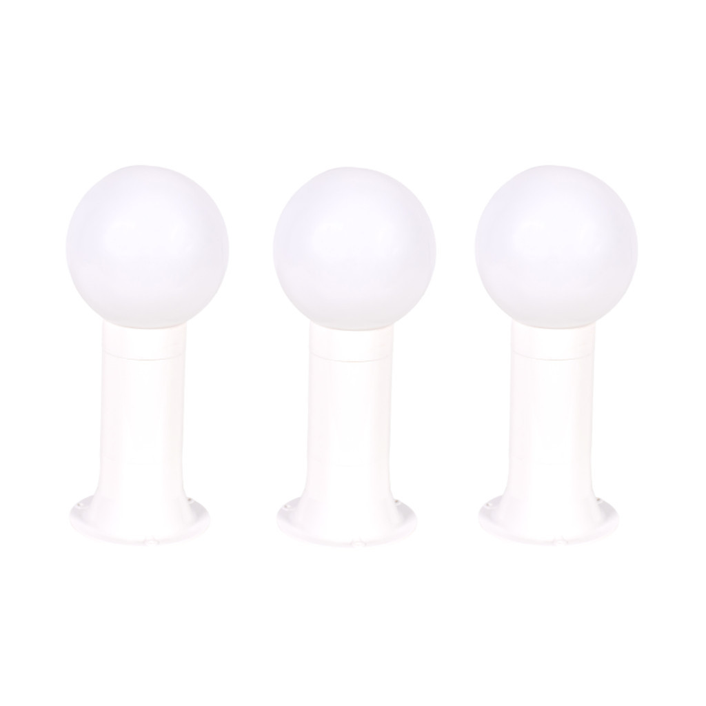 Poste Balizador Luminária Globo Jardim 35cm Branco Kit 3