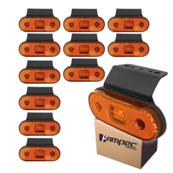 Kit 12 Lanterna Lateral LED Para Carreta Facchini Caminhão Trailer Reboque Com Suporte Amarela
