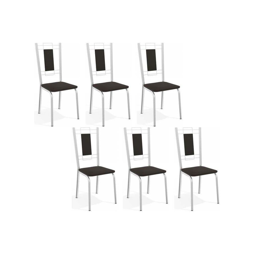 Cadeira Sala de Jantar Florença C005 Kit 6 Un Cromada/Preto 110 - Kappesberg em Oferta na Shopee