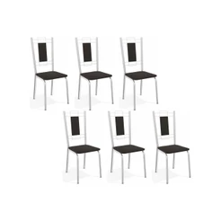 Cadeira Sala de Jantar Florença C005 Kit 6 Un Cromada/Preto 110 - Kappesberg