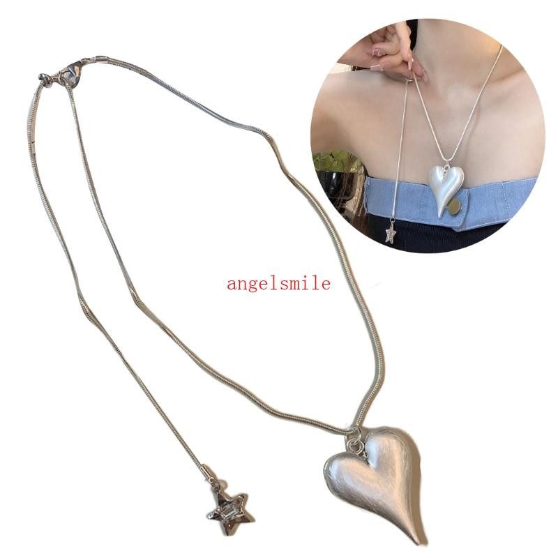 Silver Color Cool Heart Necklace Fêmea Temperamento Colarinho Corrente Osso Ajustável Estudante Coreano Jóias