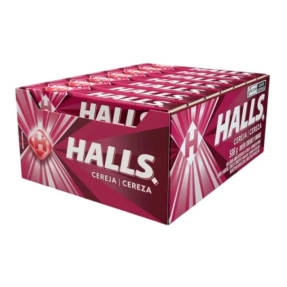 Drops Bala Halls Cereja C/ 21unid 588g