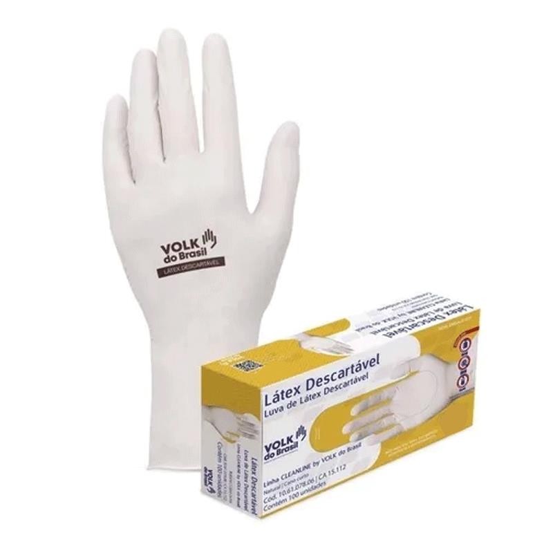 Luva de latex descartável com amido M com 100 unidades CA15112 Volk em Oferta na Shopee