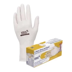 Luva de latex descartável com amido M com 100 unidades CA15112 Volk