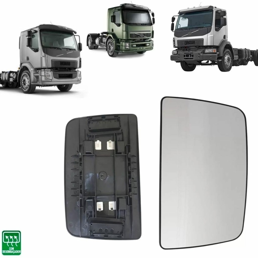 Lente Retrovisor Principal Maior para Volvo VM 2006 a 2022 com desembaçador