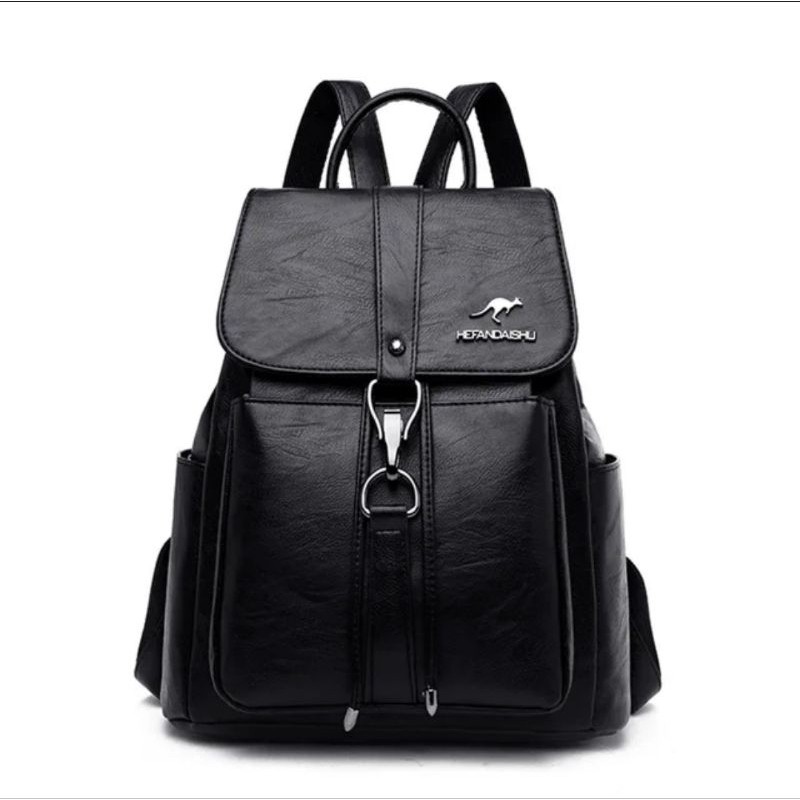 Mochila Feminina Couro Social Estilo Saco Fechamento Cordão