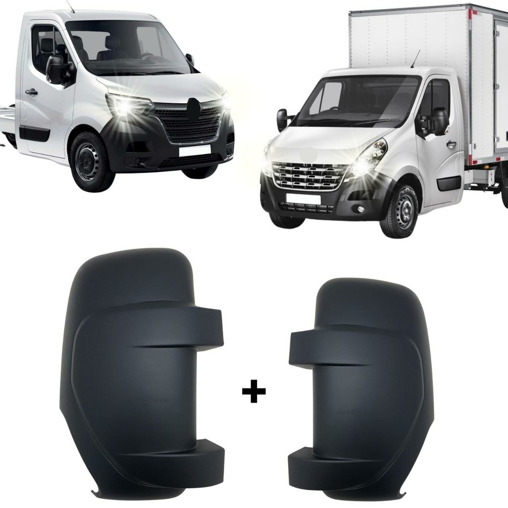 Par Capa Tampa Retrovisor compatível com Renault Master Baú Chassis 2014 15 à 2023