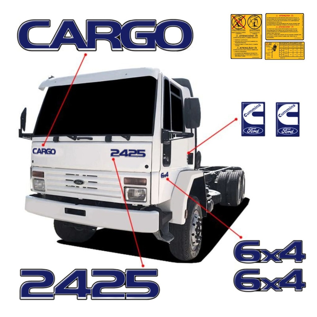 Kit Adesivos Cargo 2425 6x4 Cummins Emblemas Caminhão Ford Genérico