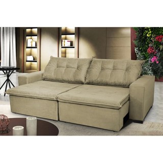 Sofá Austrália 2,52 Mts Retrátil, Reclinável Com Molas e Pillow no Assento Tecido Suede Castor em Oferta na Shopee