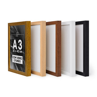 Moldura A3 30x42 cm Premium C/ Vidro Decorativo Para Certificado Fotos Parede Grande em Oferta na Shopee