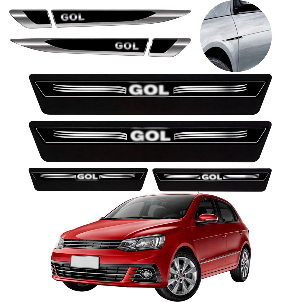Kit Volkswagen Vw Gol Aplique Lateral e Soleira Protetora Porta Adesivo