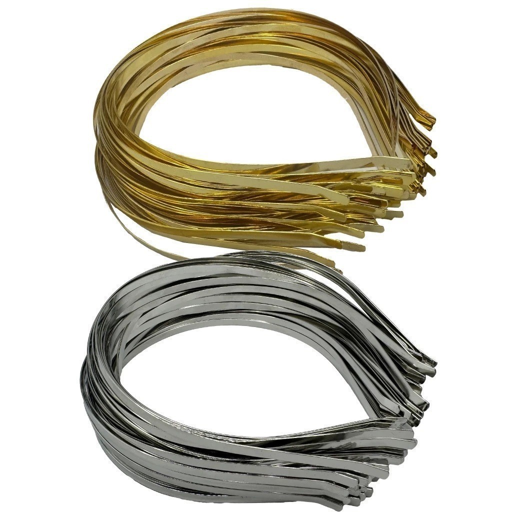 Kit 100 Tiara Arco Acessório Base Metal Prata Níquel 4mm4mm