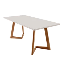 Mesa para Sala de Jantar Munique 180cm Madeira com Vidro Moderna Mobília