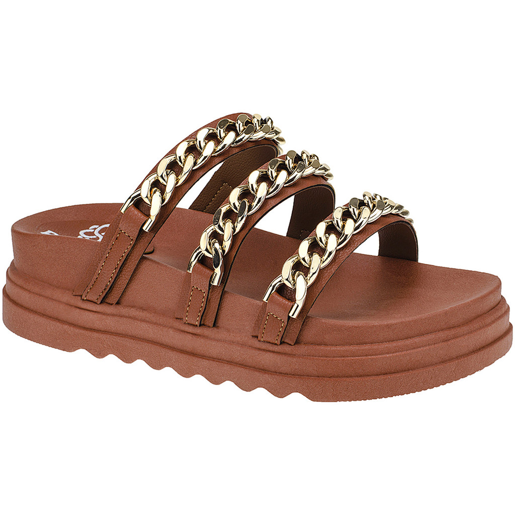 Sandália Tamanco Feminina Papete Birken Flat Corrente Confortável Nova Atual Brilho 155.50...
