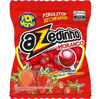 Pirulito Pop Mania Azedinho Morango Recheio Mastigável 500g - Riclan em Oferta na Shopee