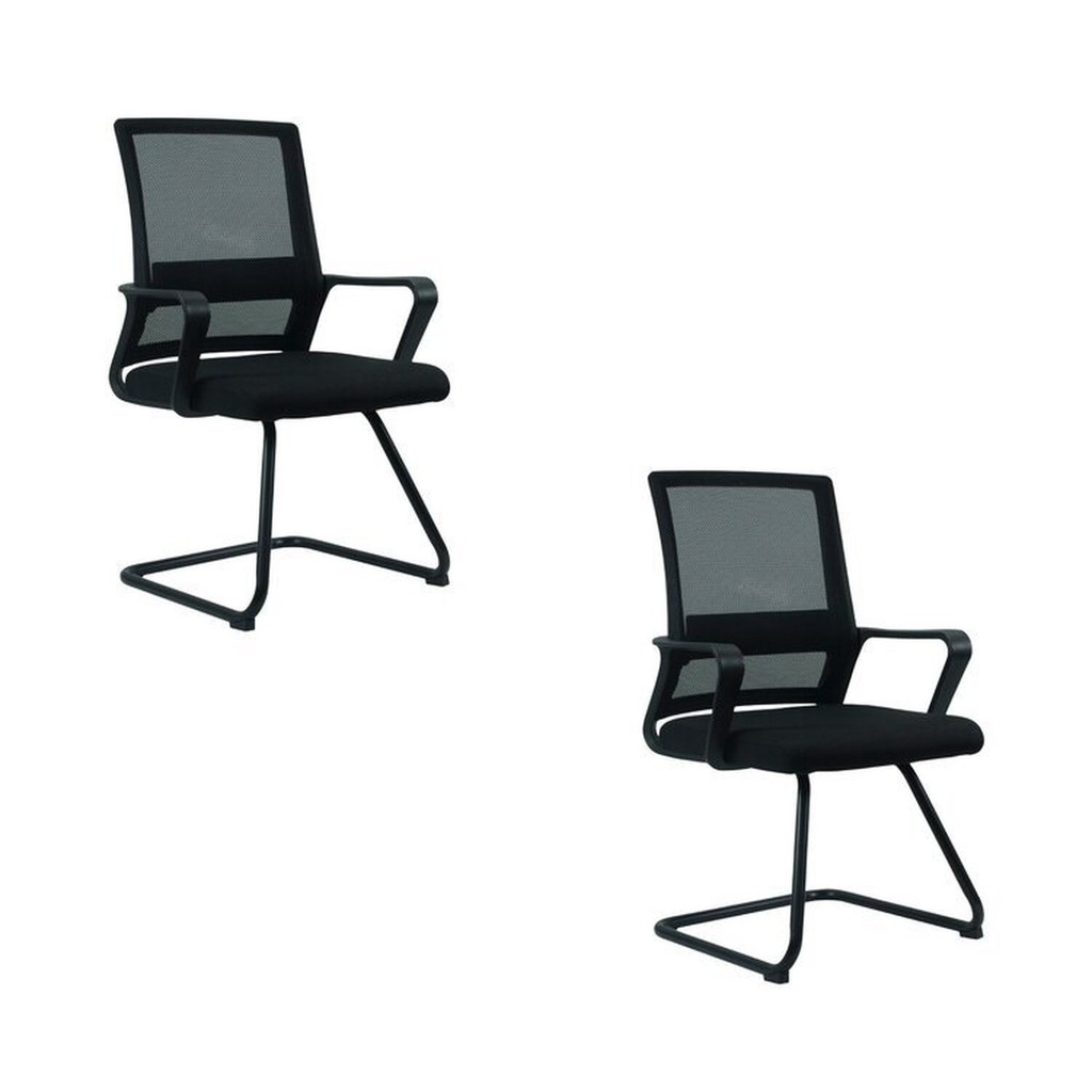 Kit 2 Cadeiras Escritorio Interlocutor Fixa Tela Mesh Tokyo Cadeira Interlocutor