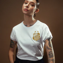 Camisa Santos Pelé Retrô Mil Gols Edição Limitada Branco Feminina Oficial