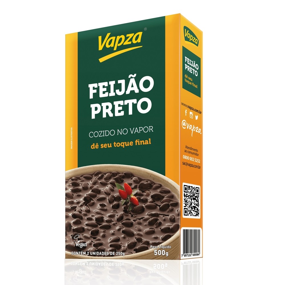 Feijão Preto Cozido no Vapor 500G Vapza
