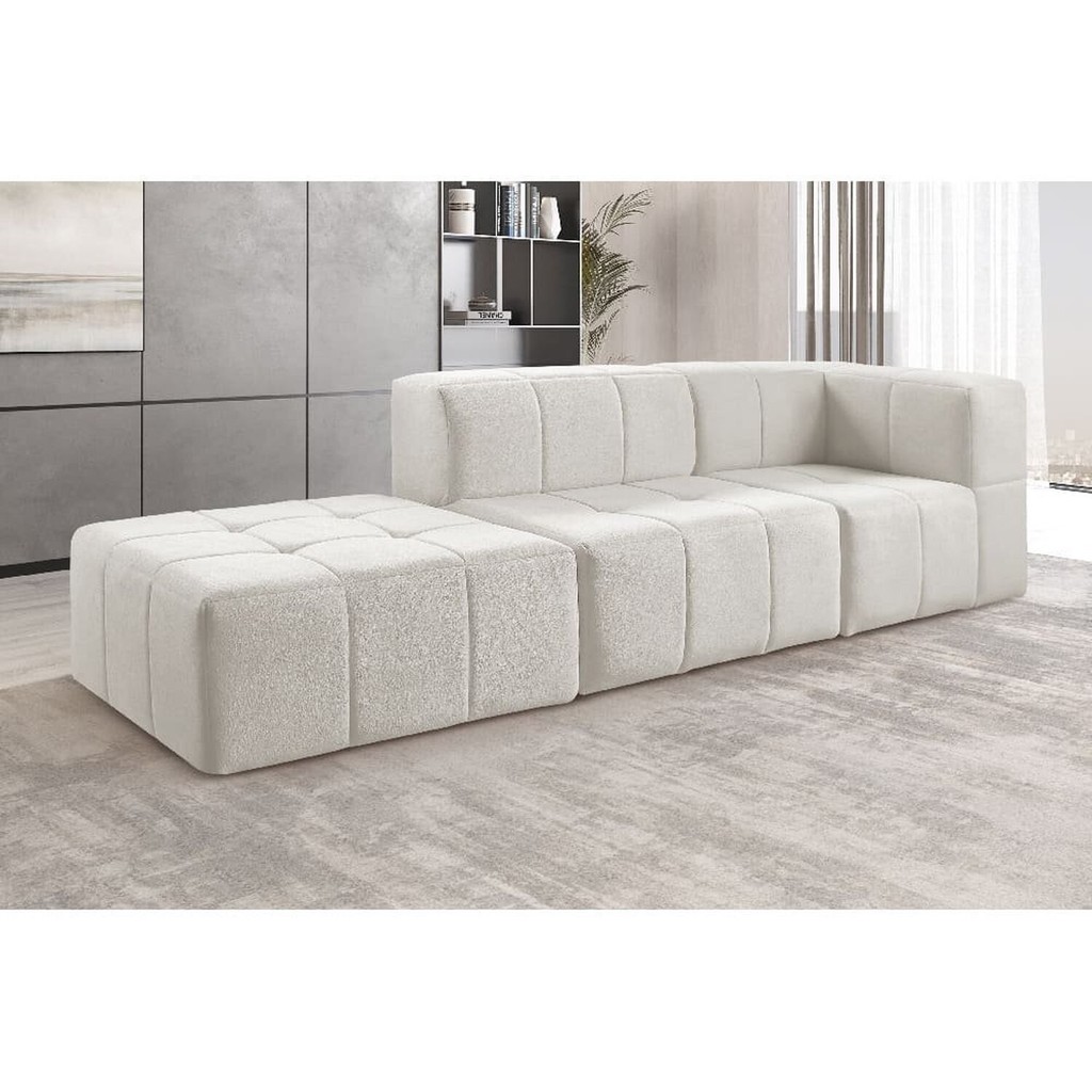 Sofá Modular 3 Lugares Bouclé Nude em Oferta na Shopee