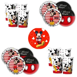 Kit Festa MICKEY MOUSE 16 Pratos + 16 Copos Descartável 180 Ml Papel - REGINA (CHOCO)