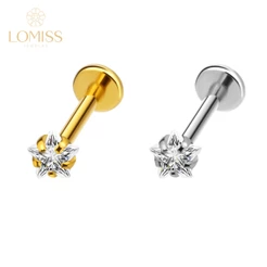 Piercing Labret Zircônia Estrela Aço Cirúrgico Helix Tragus Conch Nariz Boca Piercing Aço Inoxidável de Orelha Tragus
