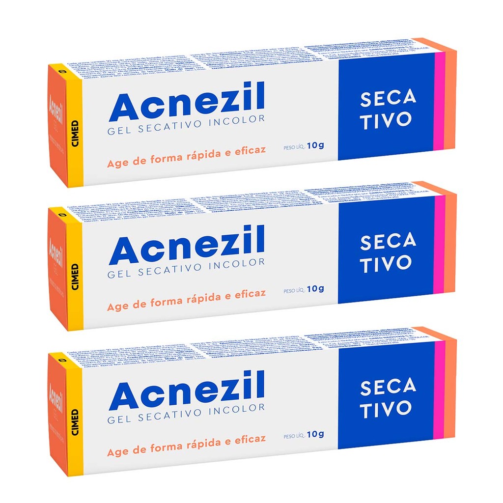 Kit 3 unidades Gel Secativo Antiacne Acnezil 10g - Beauty