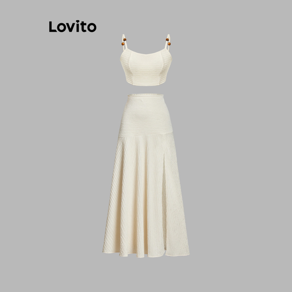 Lovito Tops Ou Calças Boho Lisas Com Miçangas Para Mulheres L113MD561 - Women Clothes