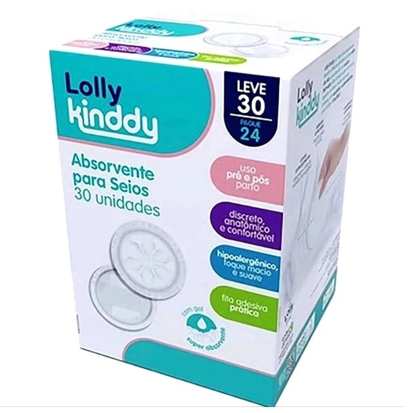 Kit 30 Protetores Absorventes Descartável para Seios Lolly