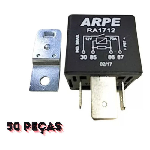 Relé 70a 12v Motor Partida Ar Condicionado Ventoinha Radiador Pré Aquecimento Diesel Uso Geral 50 Pç