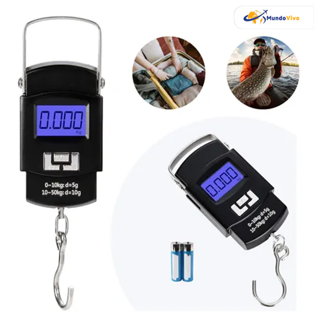 Balança Digital 50kg Com Tela LCD Bagagem Mala Viagem Pesca Camping Emergência