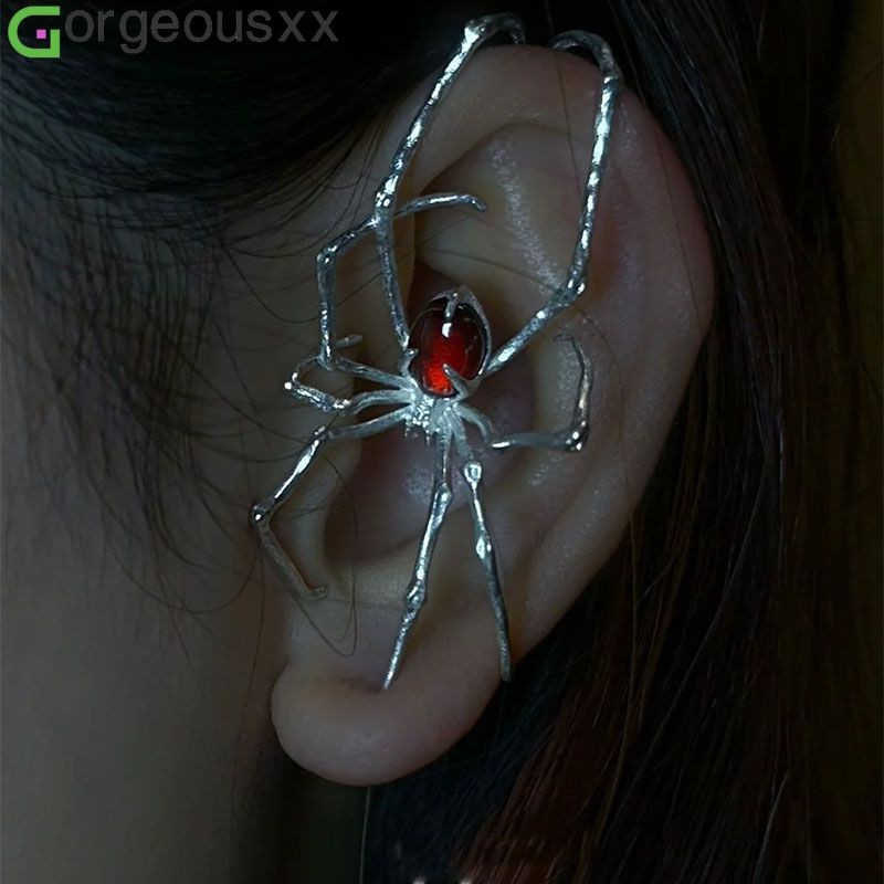 [Gorgeousxx] Forma De Aranha Exagerada Para Mulheres , Brincos Legais Festival De Halloween , Joias Festa em Oferta na Shopee